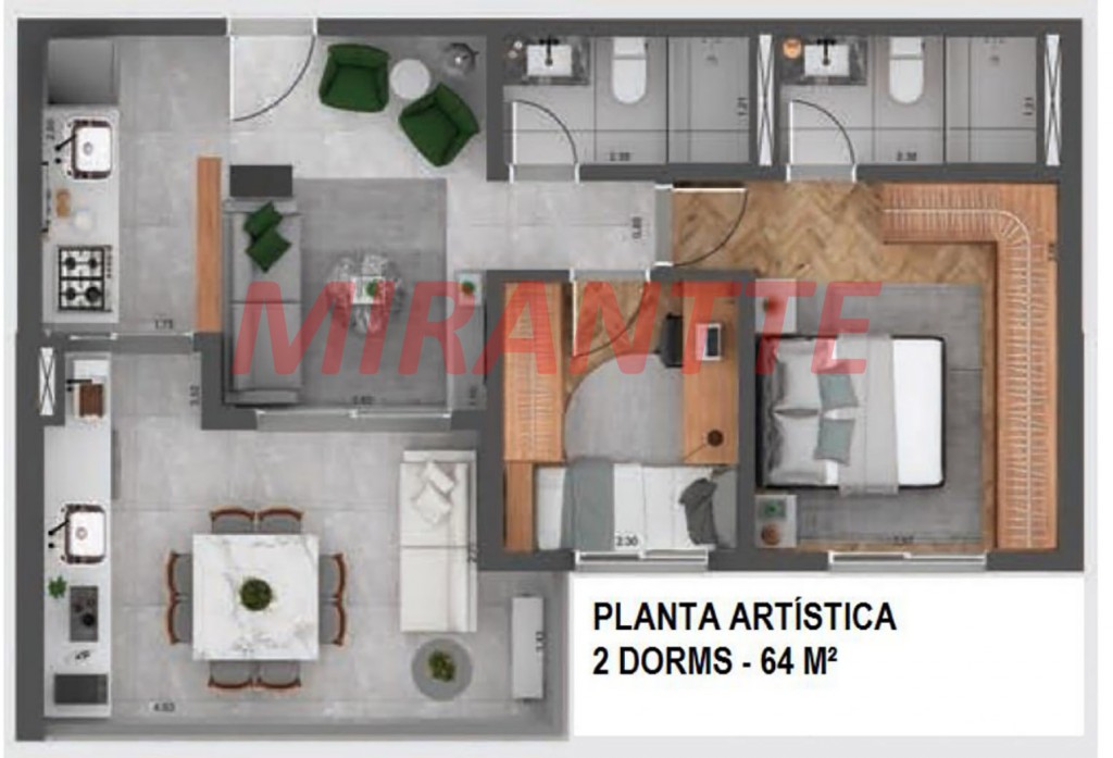 Apartamento de 67m² com 2 quartos em Santana