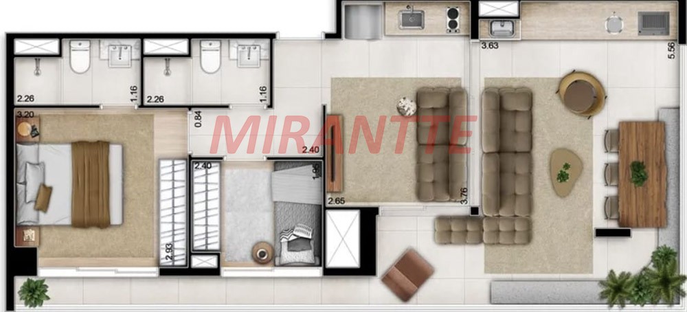 Apartamento de 50m² com 2 quartos em Santana