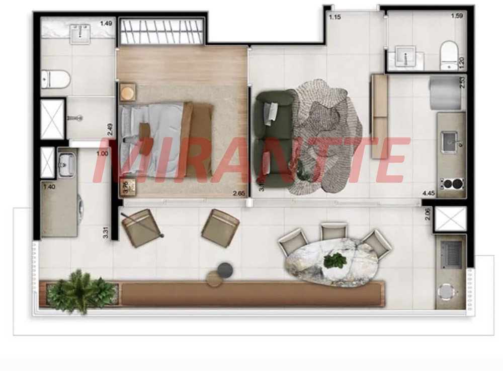 Apartamento de 50m² com 2 quartos em Santana