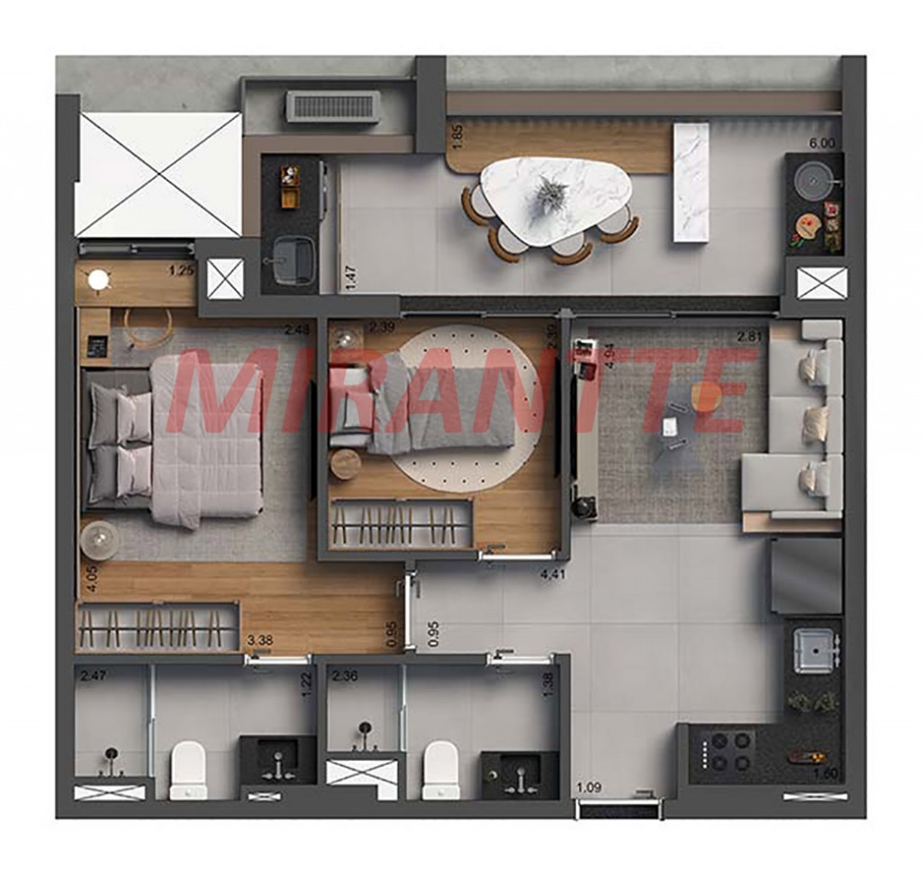 Apartamento de 60m² com 2 quartos em Perdizes
