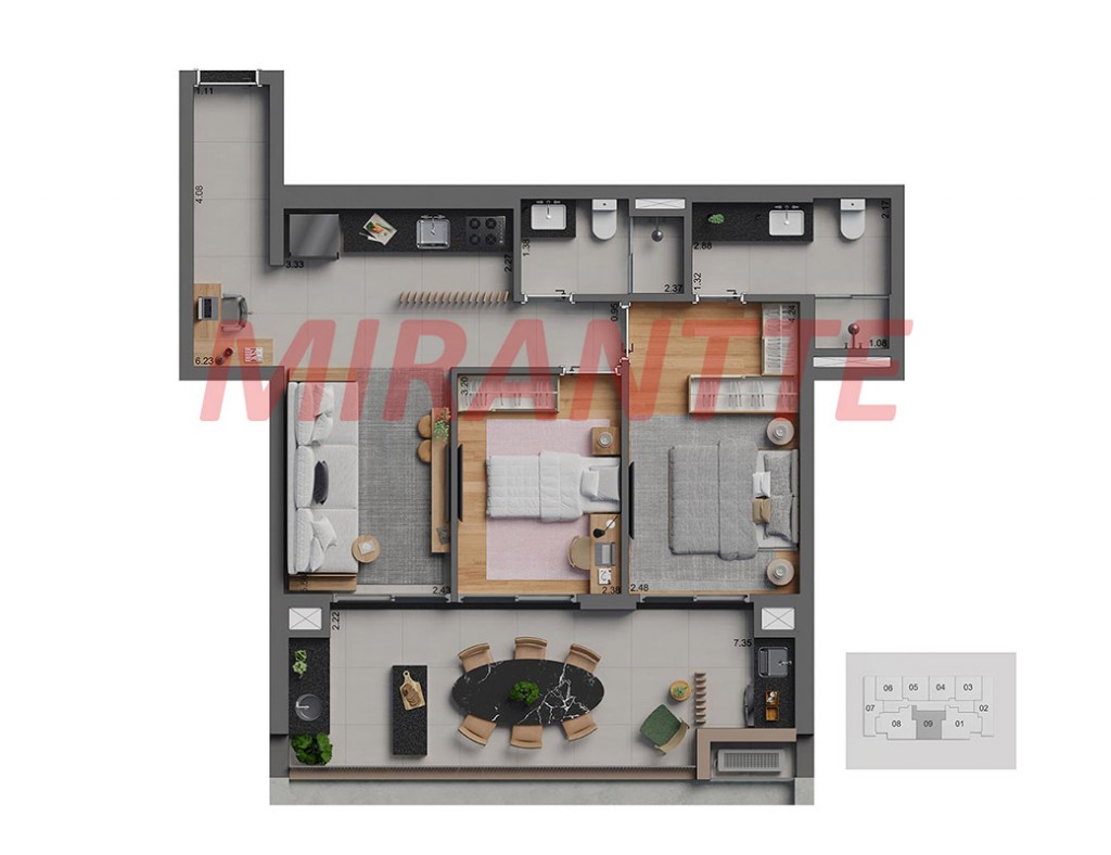 Apartamento de 60m² com 2 quartos em Perdizes
