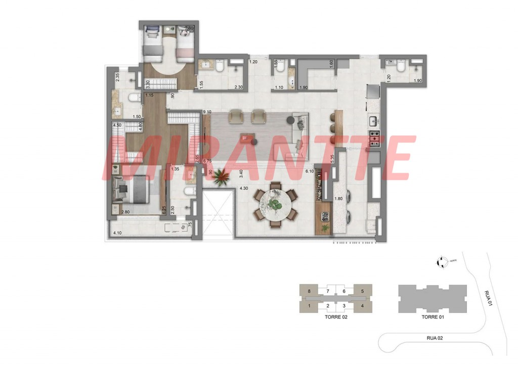 Apartamento de 77m² com 2 quartos em Brooklin