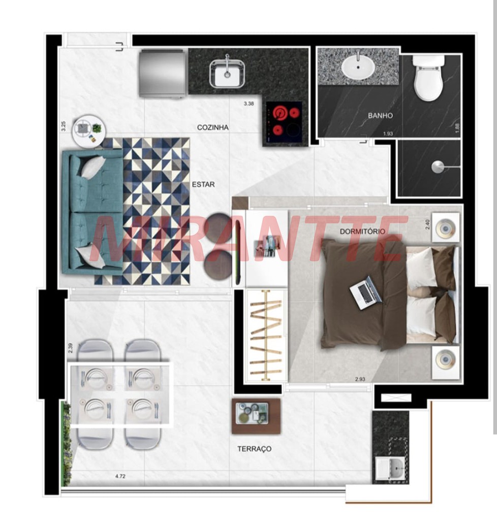 Apartamento de 35m² com 1 quartos em Bela Vista