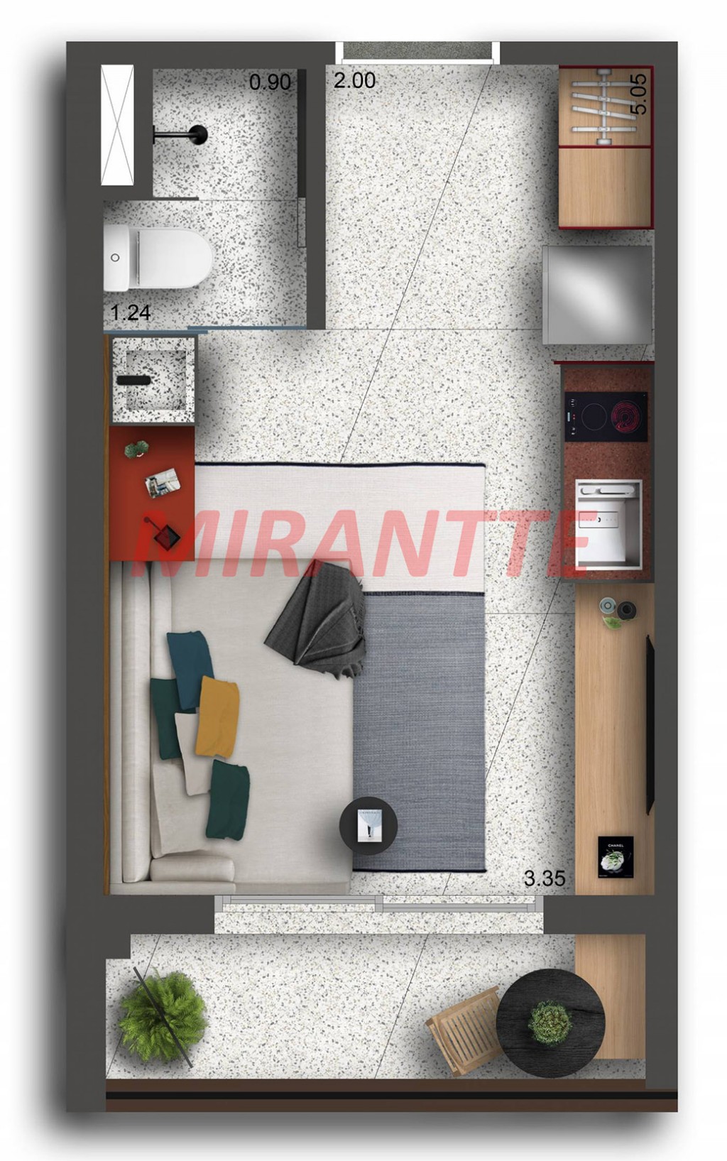 Apartamento de 24.8m² com 1 quartos em Paraíso