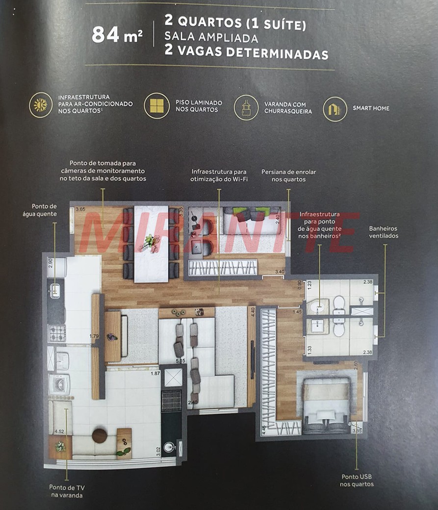 Apartamento de 84m² com 2 quartos em Tatuapé