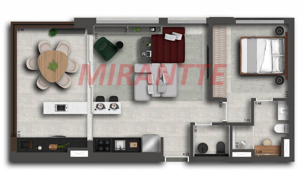 Apartamento de 27m² com 1 quarto em Paraíso