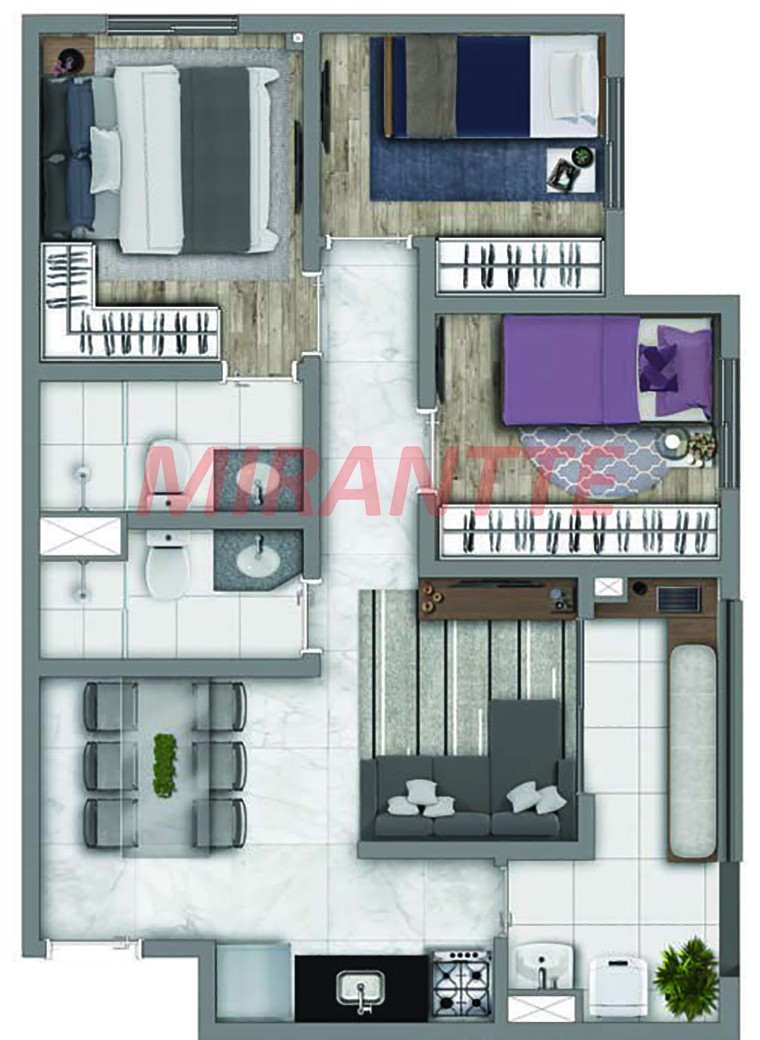 Apartamento com 2 quartos em Santana
