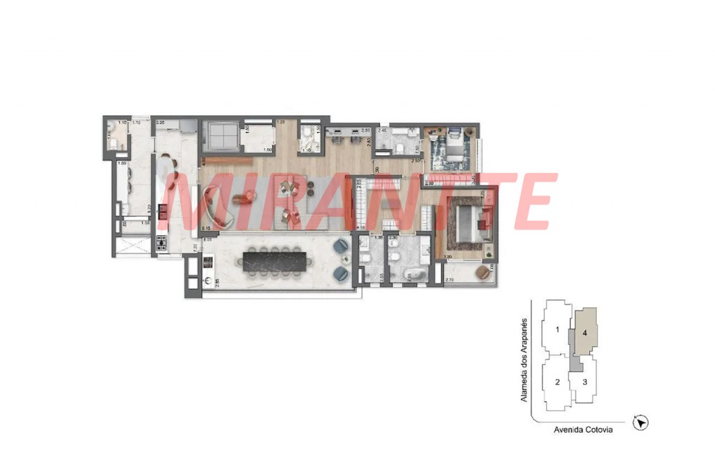 Apartamento de 213m² com 4 quartos em Moema