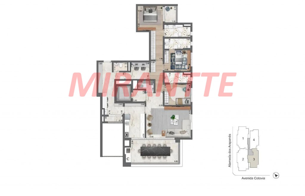 Apartamento de 213m² com 4 quartos em Moema