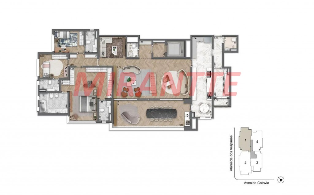 Apartamento de 190m² com 3 quartos em Moema