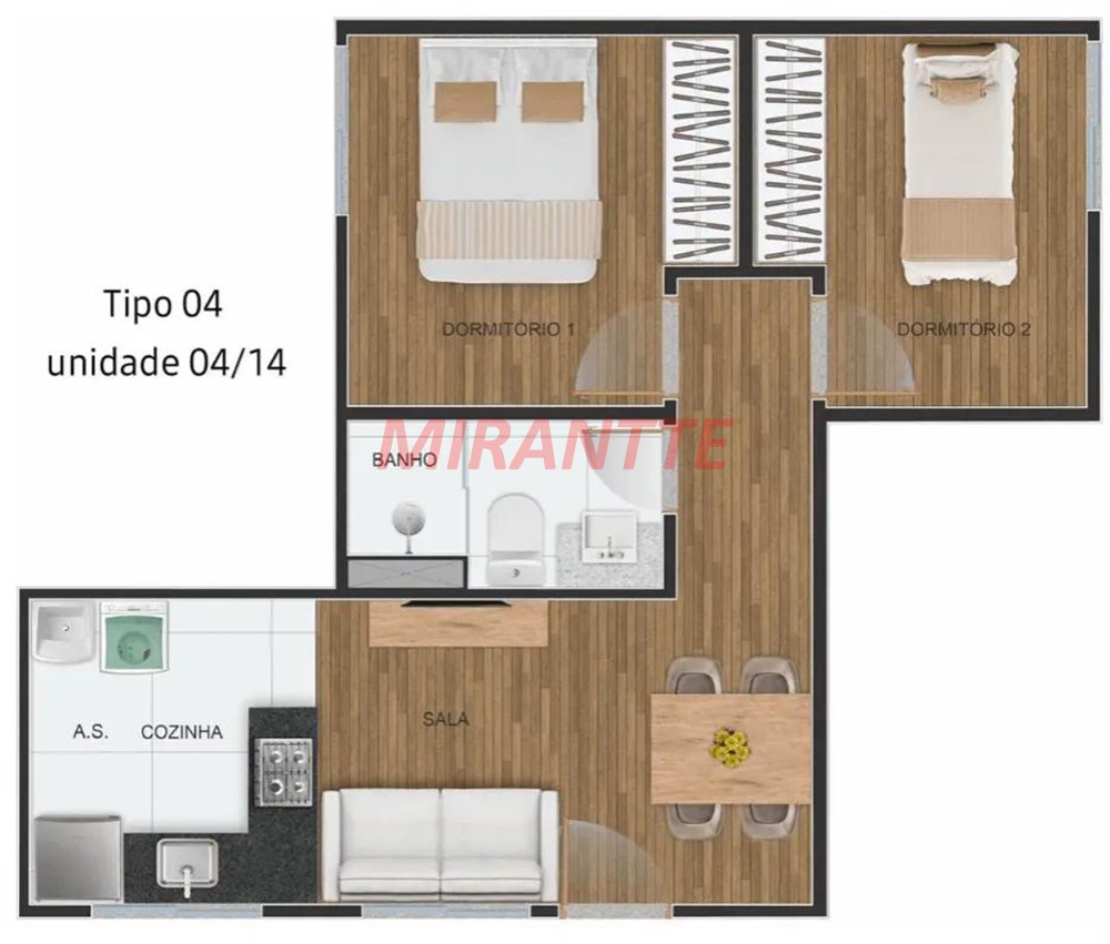 Apartamento com 2 quartos em Parque Peruche