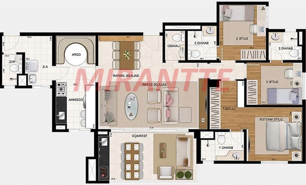Apartamento de 122m² com 3 quartos em Jardim Flor da Montanha