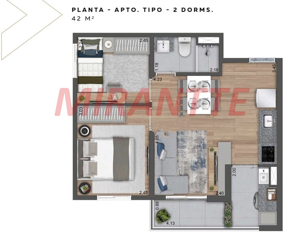 Apartamento de 38m² com 2 quartos em Freguesia do Ó