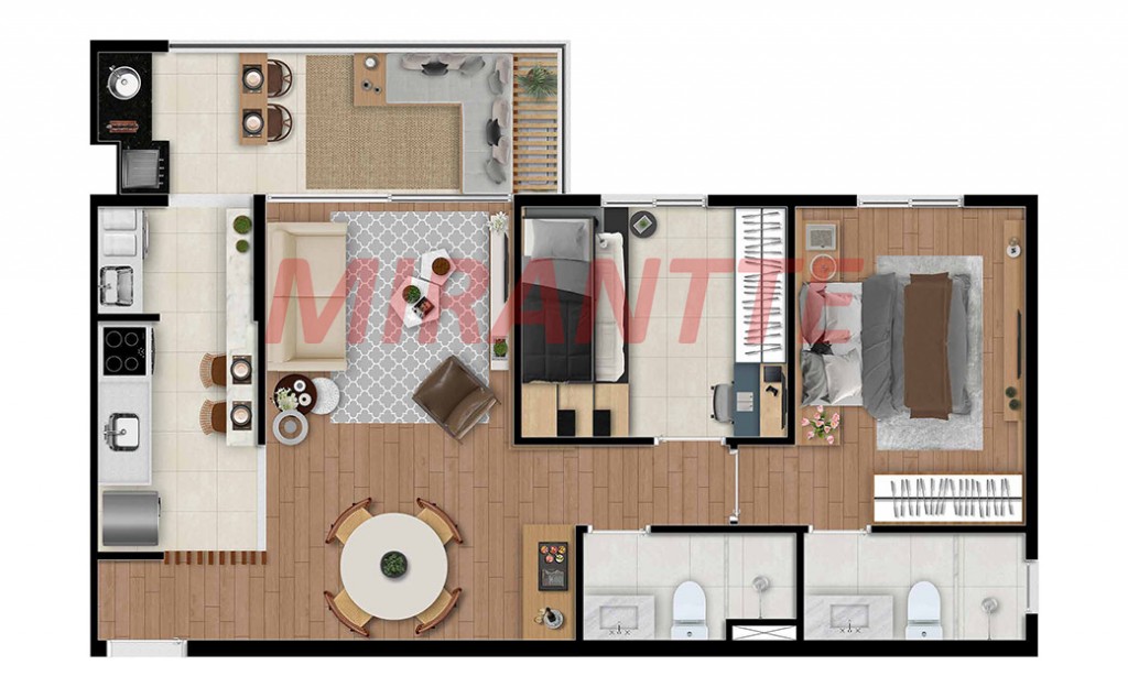 Apartamento com 2 quartos em Santana