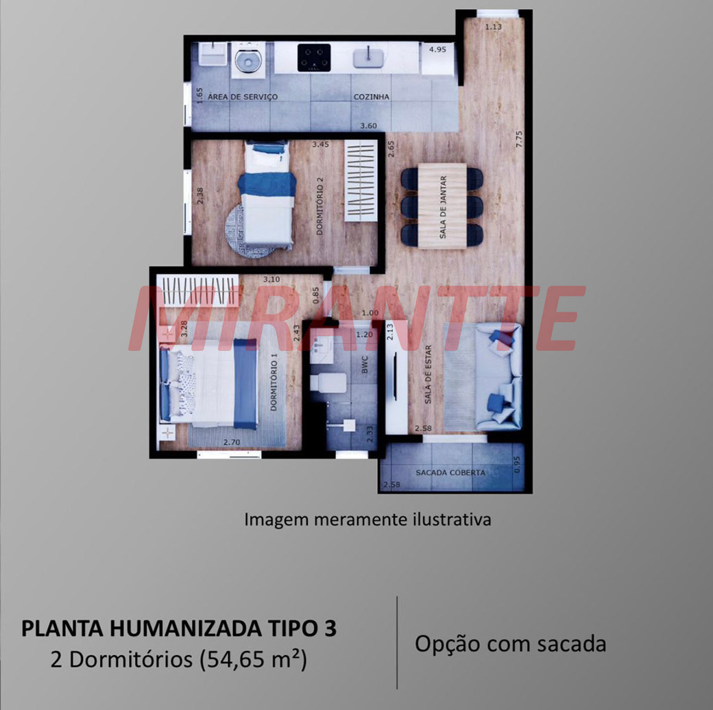 Apartamento de 46m² com 2 quartos em Vila Ester