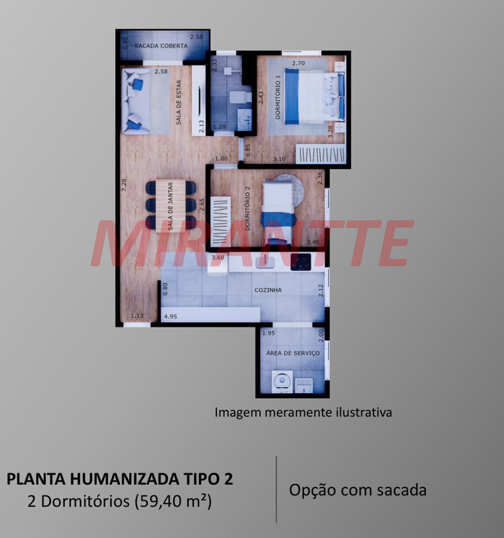 Apartamento de 46m² com 2 quartos em Vila Ester