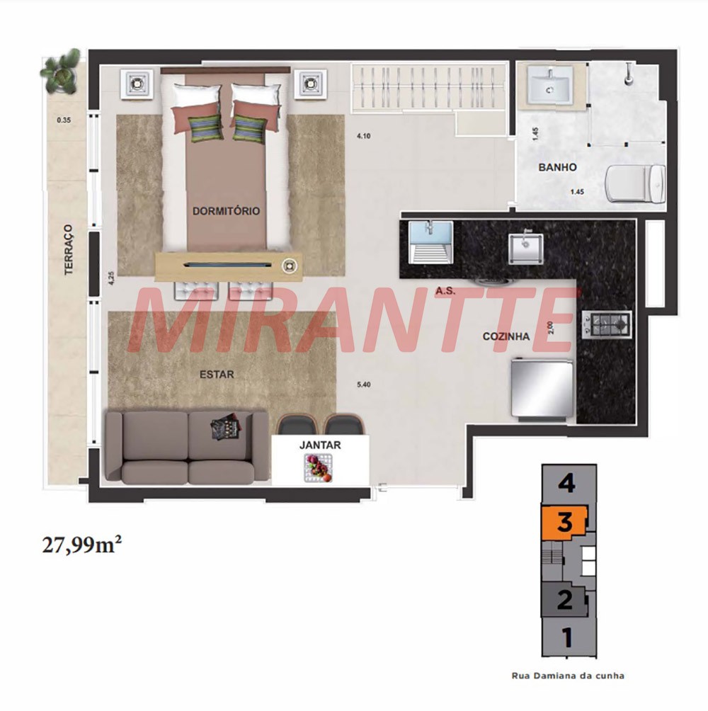 Apartamento de 42m² com 2 quartos em Santana