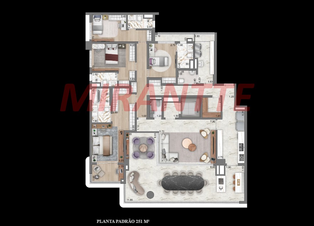 Apartamento de 251m² com 3 quartos em Moema