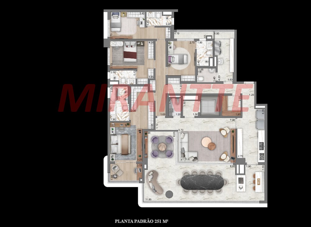 Apartamento de 251m² com 3 quartos em Moema