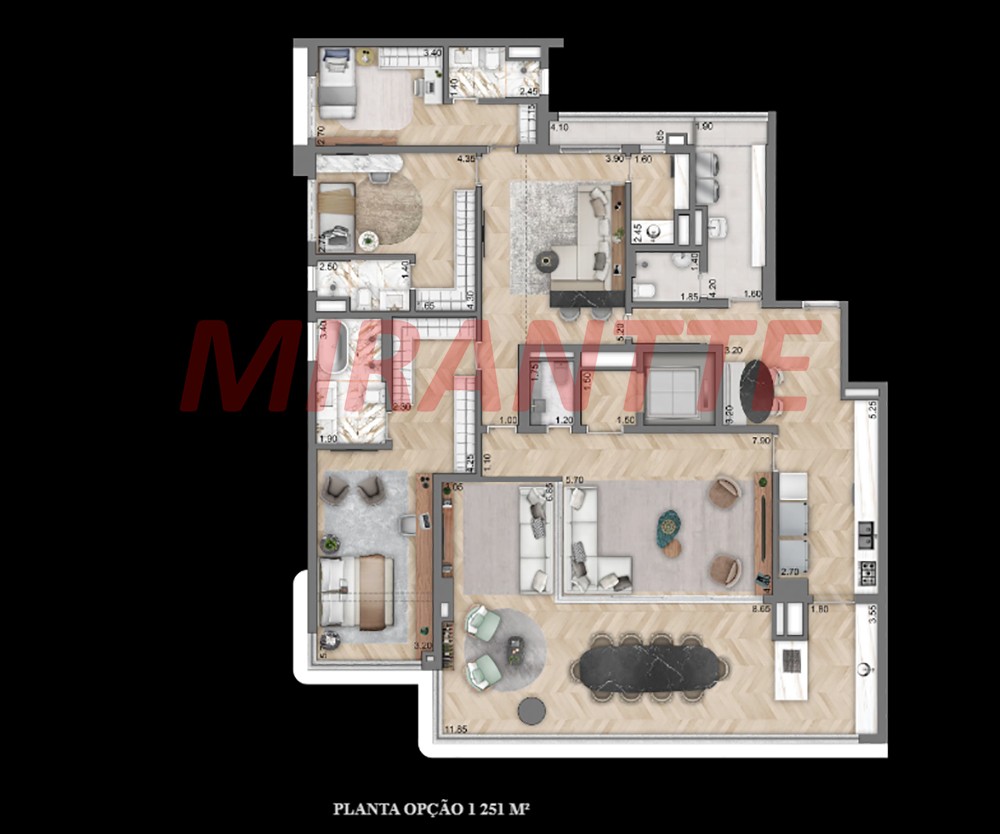 Apartamento de 251m² com 3 quartos em Moema