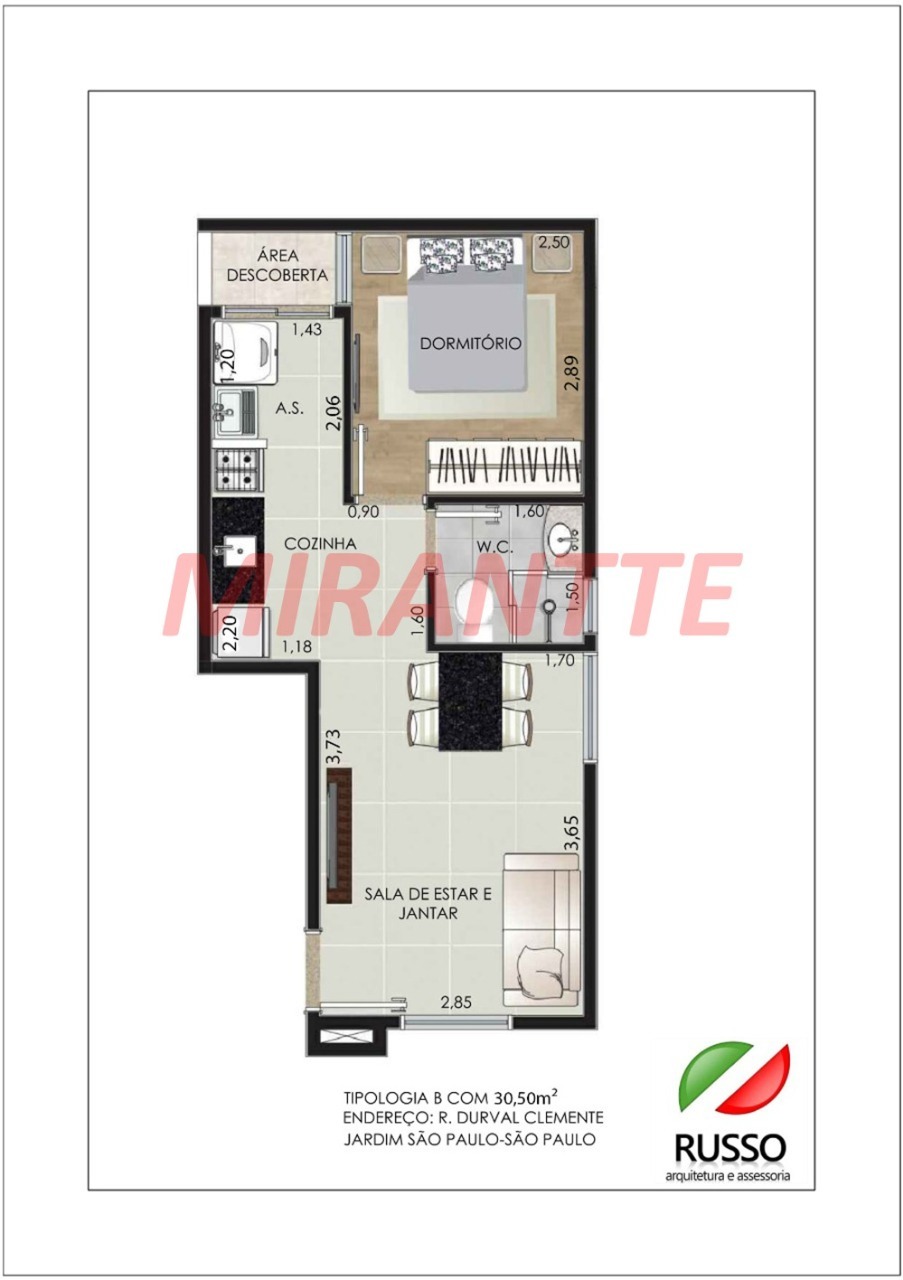 Apartamento de 35m² com 1 quartos em Mooca