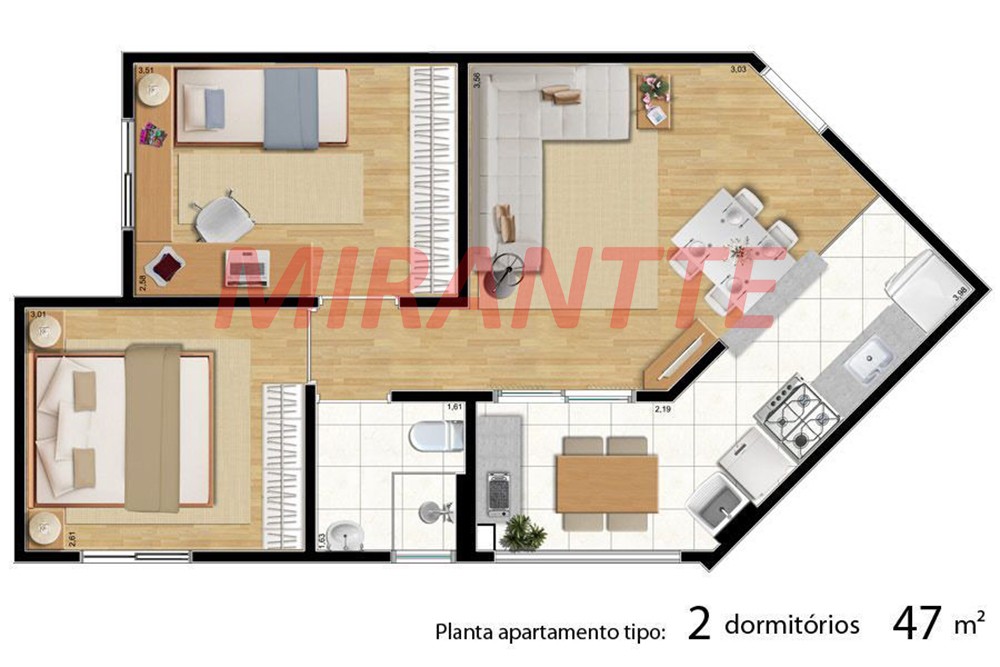 Apartamento de 48m² em Vila Nova Cachoeirinha