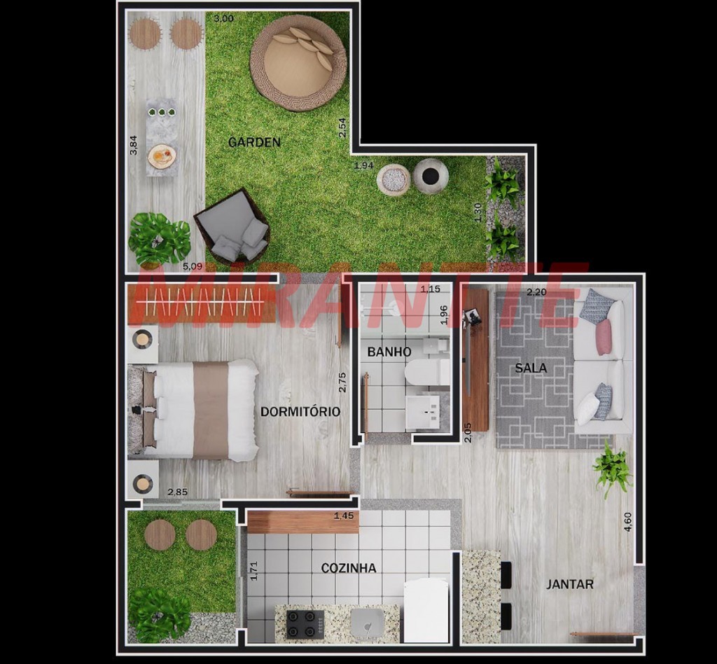 Apartamento de 57m² com 2 quartos em Parada Inglesa