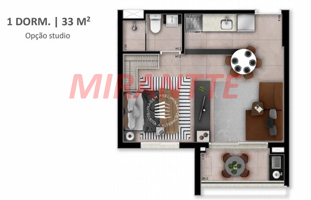 Apartamento de 35m² com 1 quarto em JD. ALVORADA