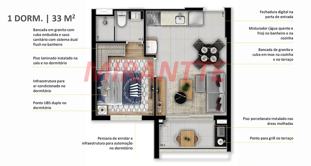 Apartamento de 35m² com 1 quarto em JD. ALVORADA