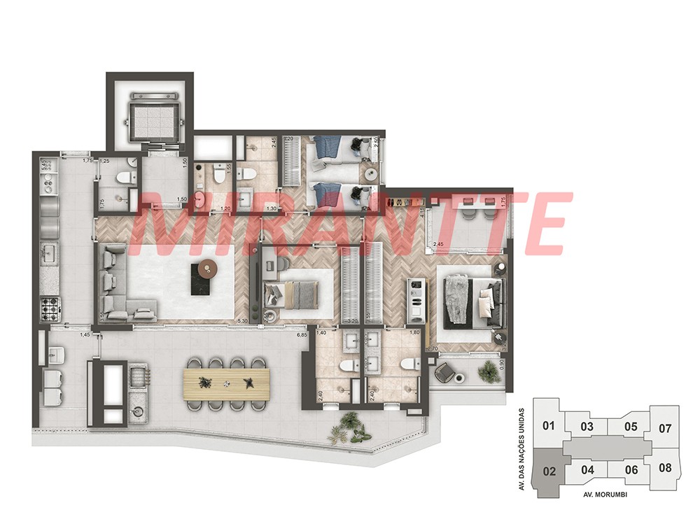 Apartamento de 140m² com 3 quartos em Brooklin