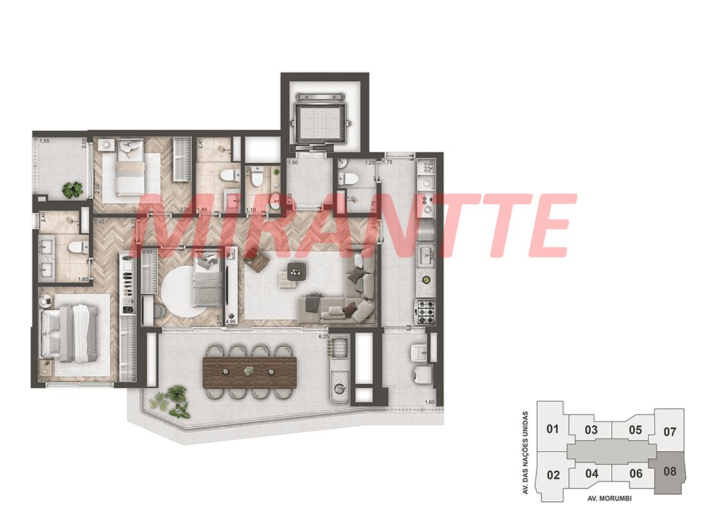Apartamento de 144m² com 3 quartos em Brooklin