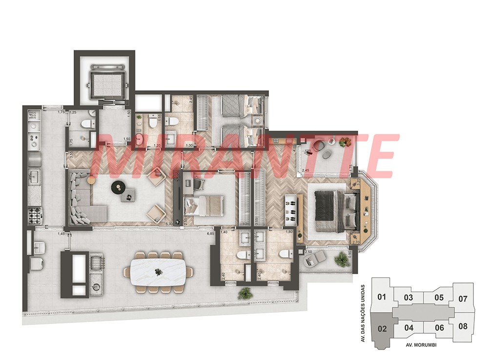 Apartamento de 145m² com 3 quartos em Brooklin