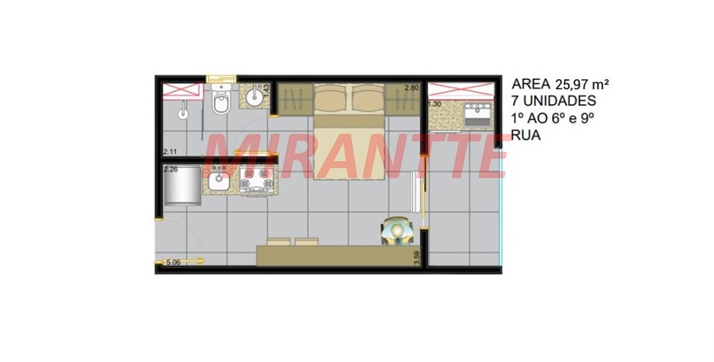 Apartamento de 25.97m² com 1 quartos em Imirim