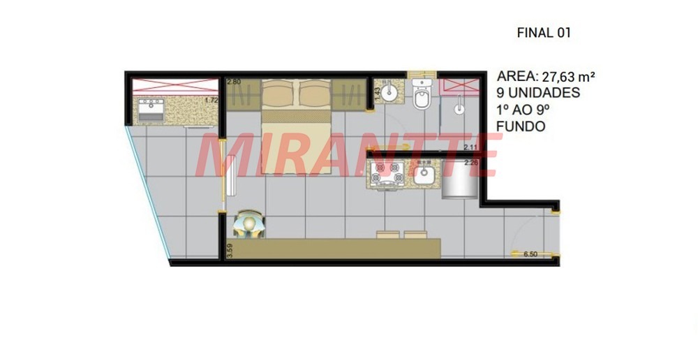 Apartamento de 24.63m² com 1 quartos em Imirim