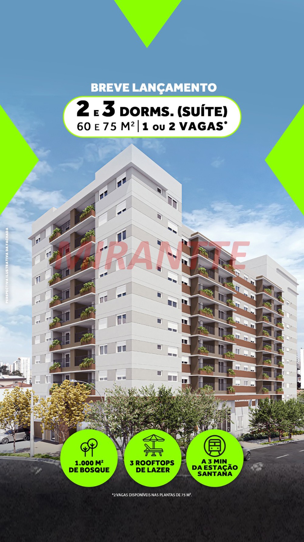 Apartamento de 75m² com 3 quartos em Santana