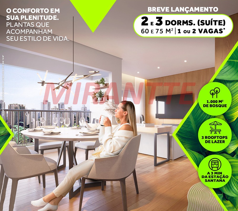 Apartamento de 75m² com 3 quartos em Santana