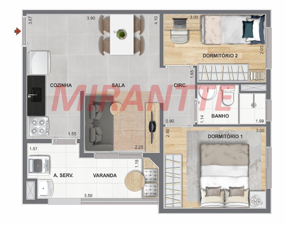 Apartamento de 45m² com 2 quartos em Vila Maria