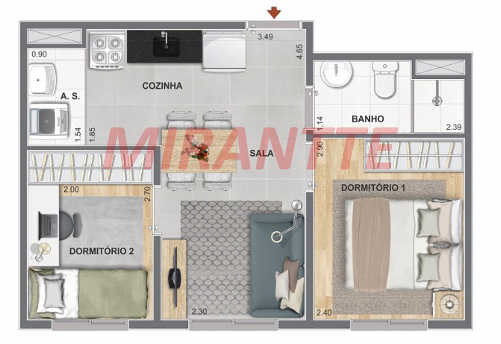 Apartamento de 45m² com 2 quartos em Vila Maria