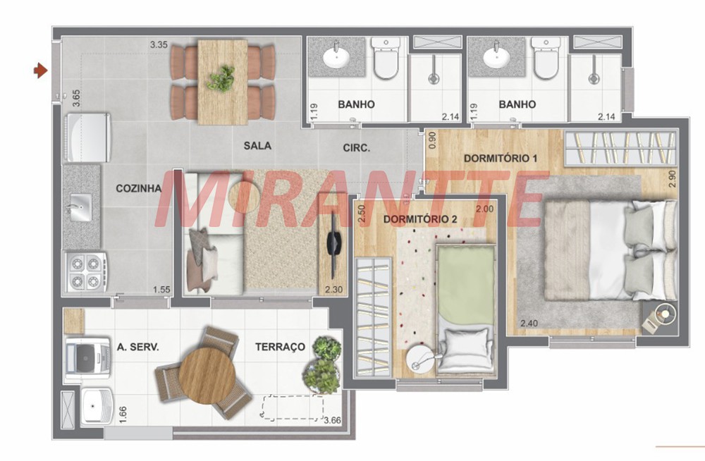 Apartamento de 45m² com 2 quartos em Vila Maria