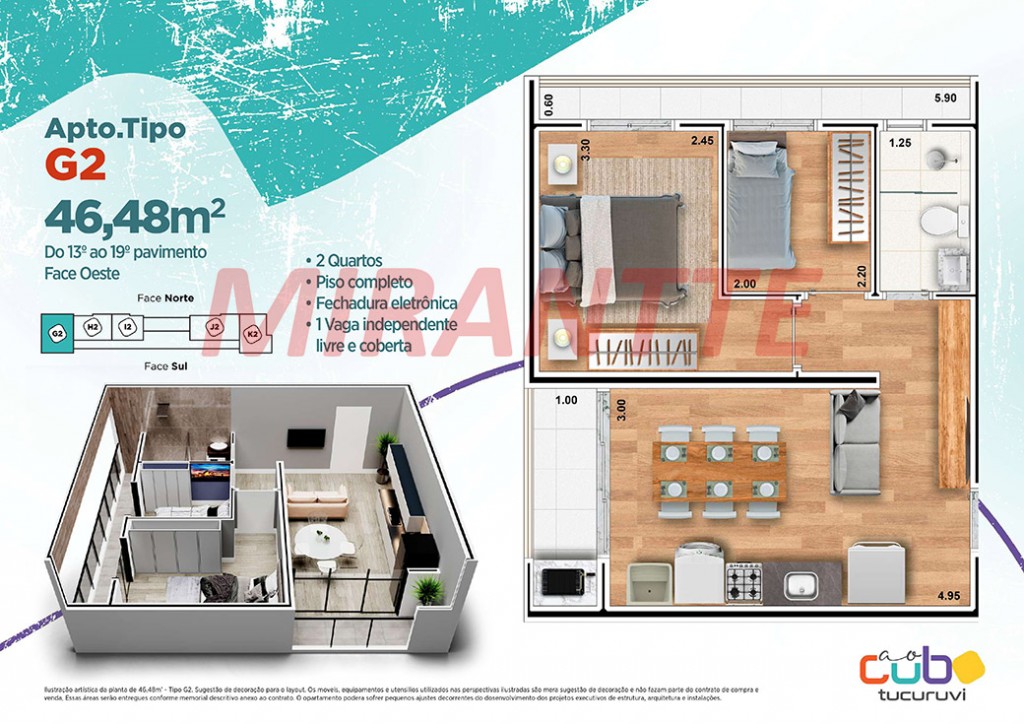 Apartamento com 2 quartos em Vila Mazzei