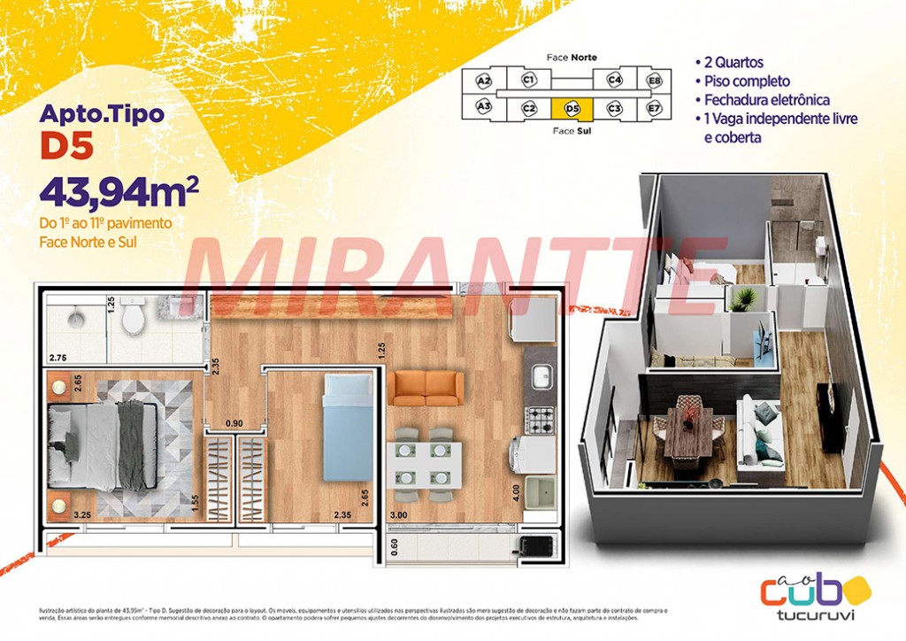 Apartamento com 2 quartos em Vila Mazzei