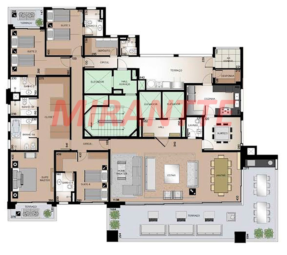 Apartamento de 350m² com 4 quartos em Santa Cecilia