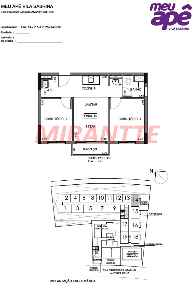 Apartamento de 39m² com 2 quartos em Vila Sabrina