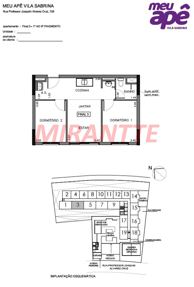 Apartamento de 36m² com 2 quartos em Vila Sabrina