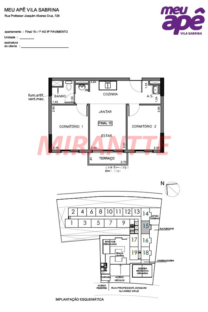 Apartamento de 39m² com 2 quartos em Vila Sabrina