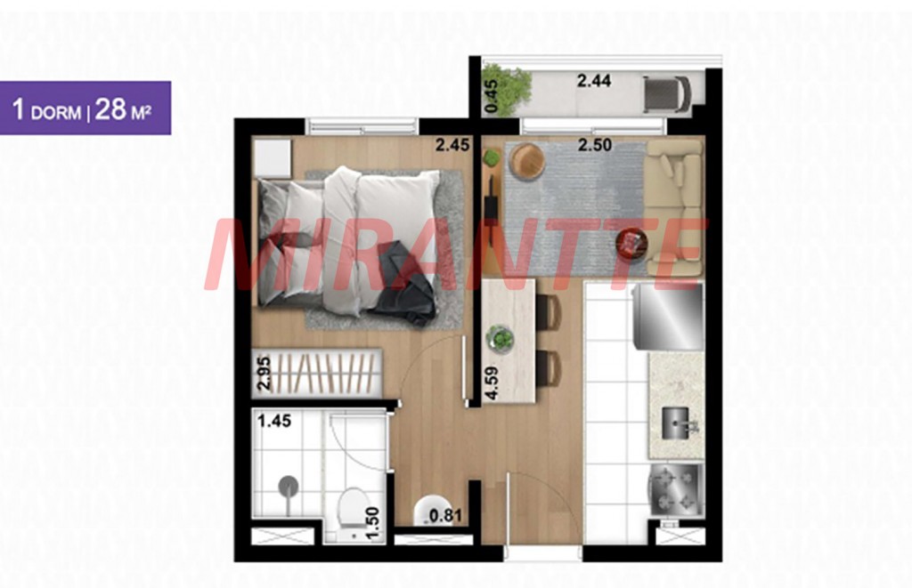 Apartamento de 27m² com 1 quartos em Tucuruvi