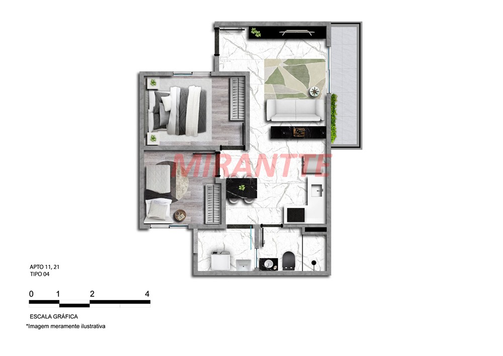 Apartamento de 38m² com 2 quartos em Casa Verde