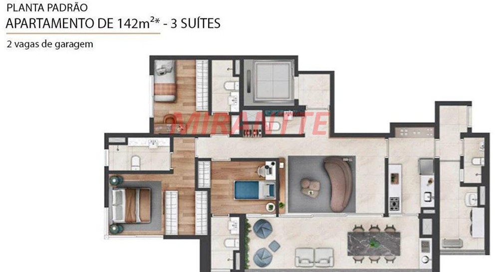 Apartamento de 142m² com 3 quartos em Real Parque