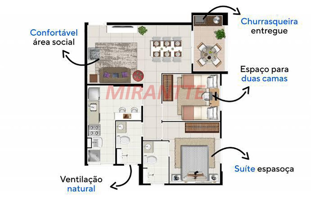 Apartamento com 2 quartos em Jardim Flor da Montanha