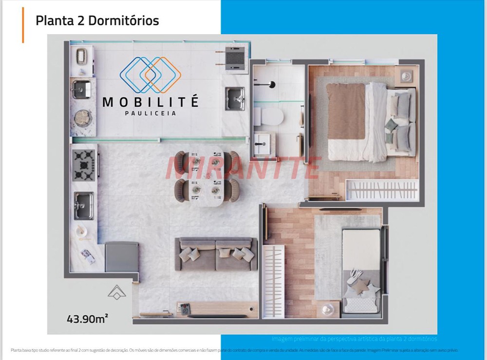 Apartamento com 2 quartos em Vila Pauliceia